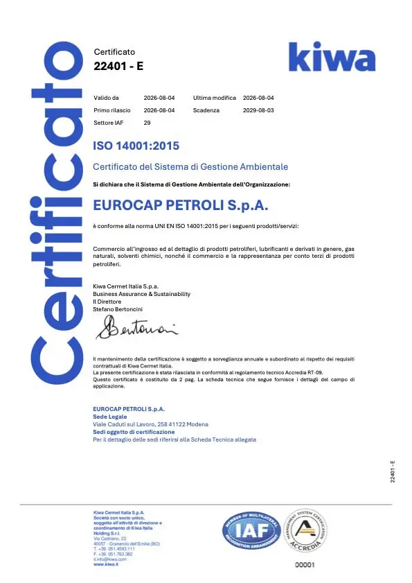 certificato iso 14001